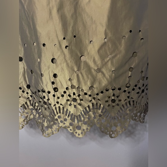 Antonio Melani Olive Green Laser Cut Dress 14 - Picture 4 of 9